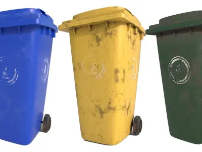 3D Dirty Dustbin Low-poly 3D model