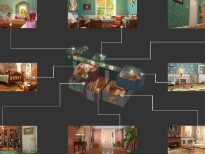 Cartoon Room Interior Full Version 3D model