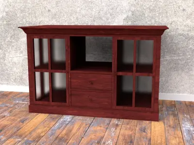 Cabinet with glass doors Low-poly 3D model
