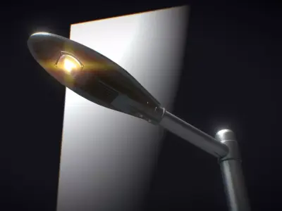 Sci-Fi Street Light 14 version 6 5m with pole 2 Low-poly 3D model