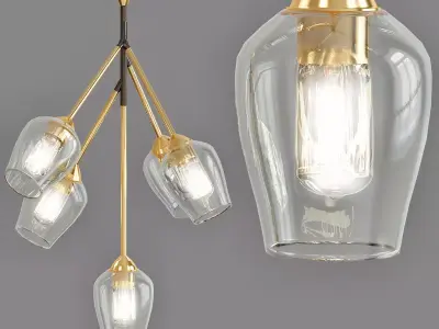 Maxim Savvy 24 14W Antique Brass 5 Light Metal Pendant 3D model