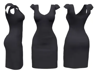 V-Neck Ponti Pencil Career Dress Low-poly 3D model