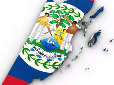 3d Political Map of Belize 3D model
