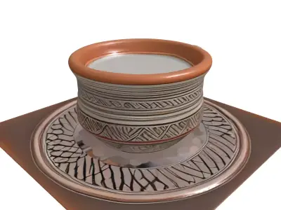 Ornate Ceramic Coffee Cup and Saucer Low-poly 3D model