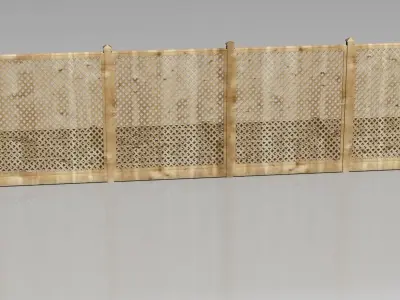 Wooden fence 01 3D model
