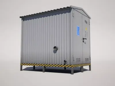 Electricity Station Cabin Low-poly 3D model