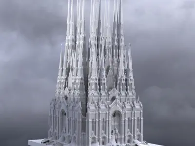 Fantasy Cathedral tall Turrets 3D print model