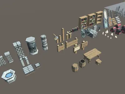 EnviroKit - THE GOTHIC TEMPLE - Retro Lowpoly Low-poly 3D model
