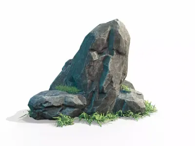 3D Black Rock 4  Low-poly 3D model