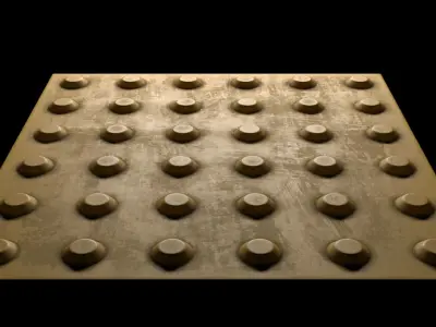 Pavement tactile tiles 3D model and texture PBR 3D model
