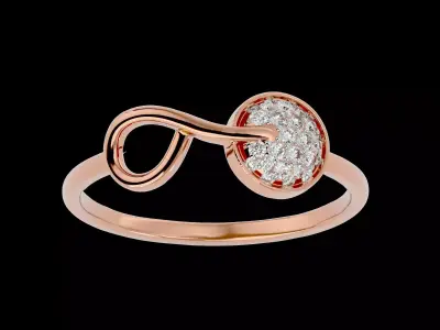Light Minimalist Diamond Ring Earrings Pendant Set 3D print model 4