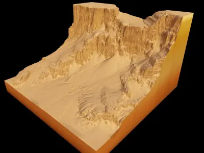 Sandy cliffs in the Desert 3d terrain model 3D model