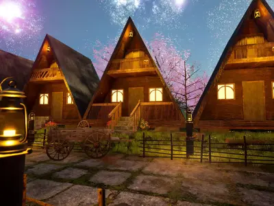 Wooden Cabin Realistic 3D Environment Asset Free low-poly 3D model