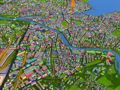Geneva City of Switzerland September 2020 data Low-poly 3D model