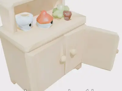 Playful Kitchen Cabinet with Rounded Doors Low-poly 3D model