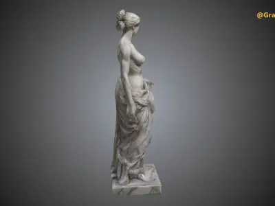 Classical Marble Sculpture of a Woman Statue Low-poly 3D model