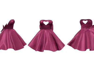 Strapless Heart Cut front Sweetheart Dress Low-poly 3D model