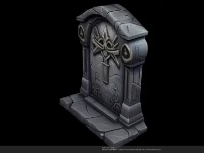 Stylized Fantasy Gravestone - AI Low-poly 3D model