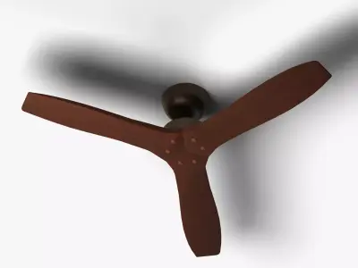 Wooden Ceiling Fan 3d Model Low Poly Low-poly 3D model