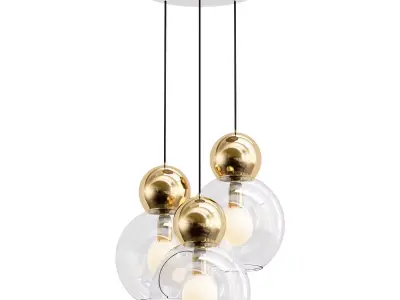 iledex-blossom-c4476-3r-gl three sphere pendant light in gold... 3D model