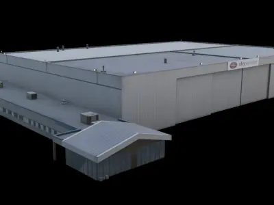 3D Building Low Poly  Low-poly 3D model