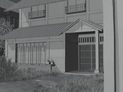 Realistic Japanese House Exterior Environment 3D model