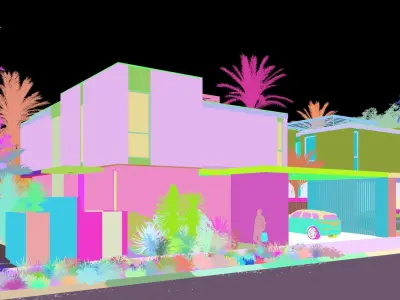 Exterior townhouse rendering 3D model