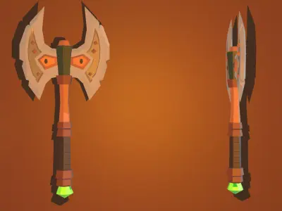Low Poly Medieval Weapons Pack    6 Weapons and  Bonus Log Low-poly 3D model