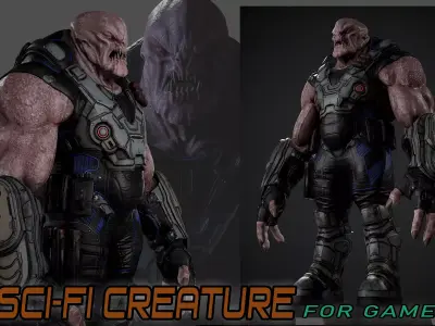 Sci-fi Creature for game Low-poly 3D model