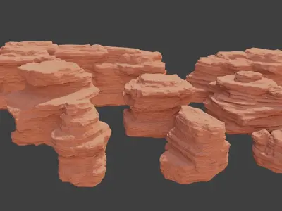 desert rocks Sandstone Low-poly 3D model