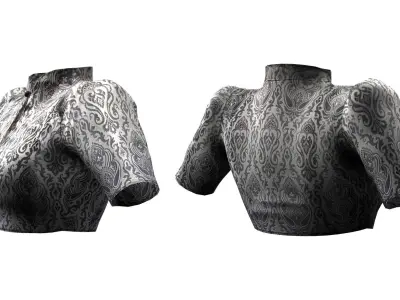 Stand Collar Short Arm Blouse Low-poly 3D model