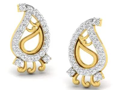 Gold Diamond Women Earring 3D print Model 3D print model 155