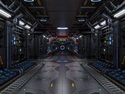 Sci-Fi Corridor 01 All PBR Unity UE Textures Included Low-poly 3D model