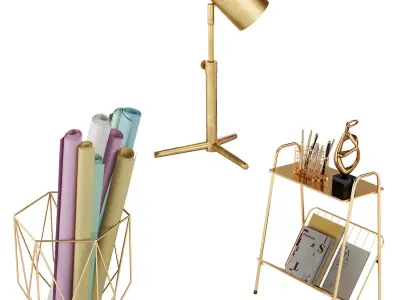 Golden Workplace Set 01 3D model