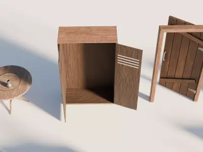 Props pack - mid-poly low-poly game-ready models Low-poly 3D model