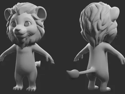 Cartoon Lion - Topology + UV Map