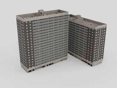 Hutcheon Court Apartment Building Low-poly 3D model
