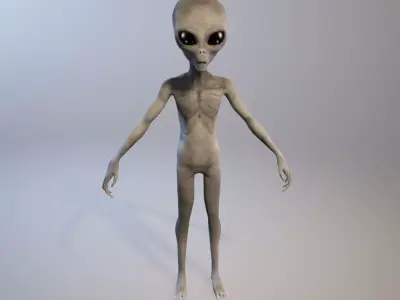 Grey Alien - Zeta Reticulian 3D - OBJ-FBX Low-poly 3D model