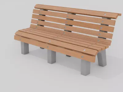 Outdoor Wooden Bench 7 Low-poly 3D model