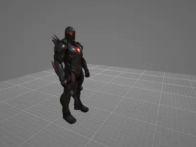 Dark Armored Supervillain Game Ready GLB Model 3D Low-poly 3D model