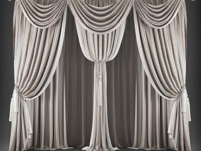 Curtain set of curtains Low-poly 3D model