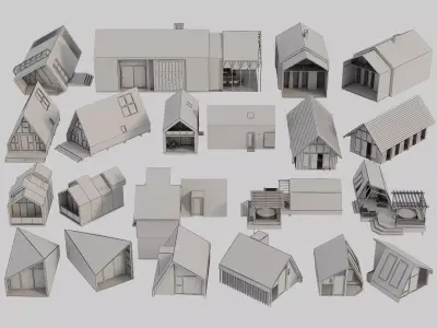 log cabin designs Low-poly 3D model