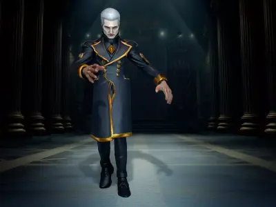 Regal Ruler in Elegant Coat Low-poly 3D model