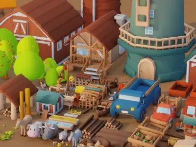 Stylized Farm Pack Low-poly 3D model