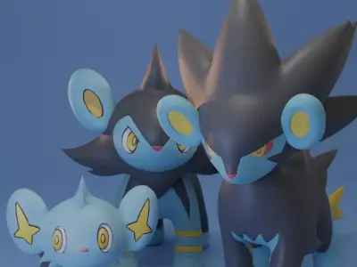 Pokemon - Shinx Luxio and Luxray 3D print model