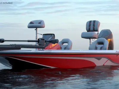  Low Profile Angler Boat With Deck Red Rigged for Cinema 4D 