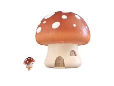 fly agaric man and his house 3D model