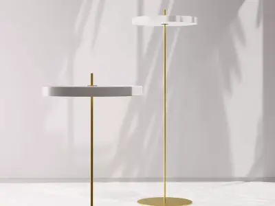 Umage Asteria Floor Lamp Brass and White 3D model
