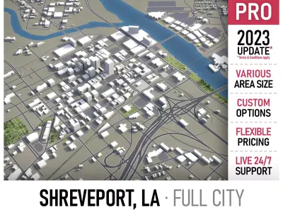 Shreveport - Louisiana  Low-poly 3D model