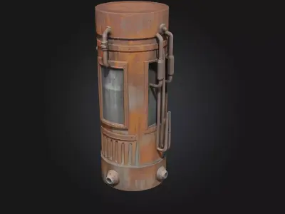 Rusty Stasis Chamber  A Forgotten Capsule from a Dystopian Past 3D model